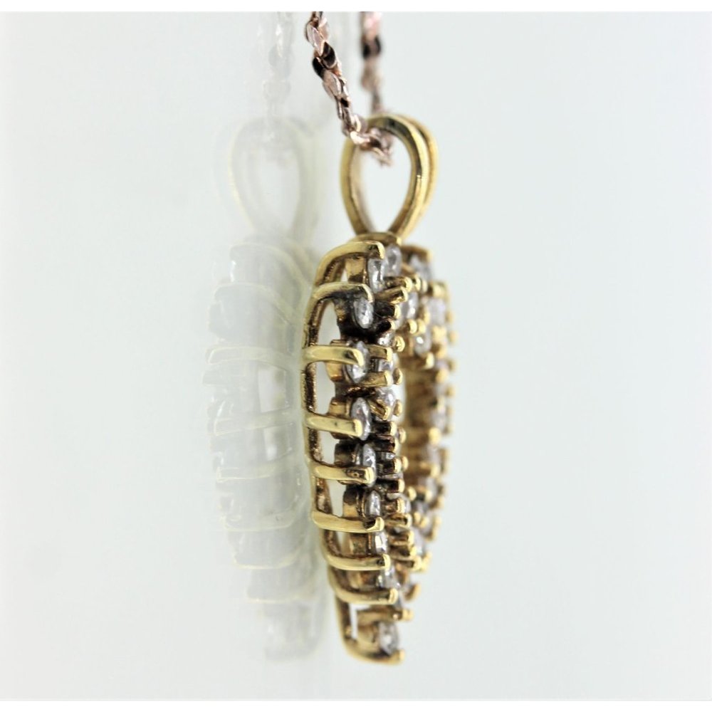 925 STERLING GOLD vermeil heart pendant, cz's, designer signed, 20" chain, 5.5gr - Picture 4 of 8
